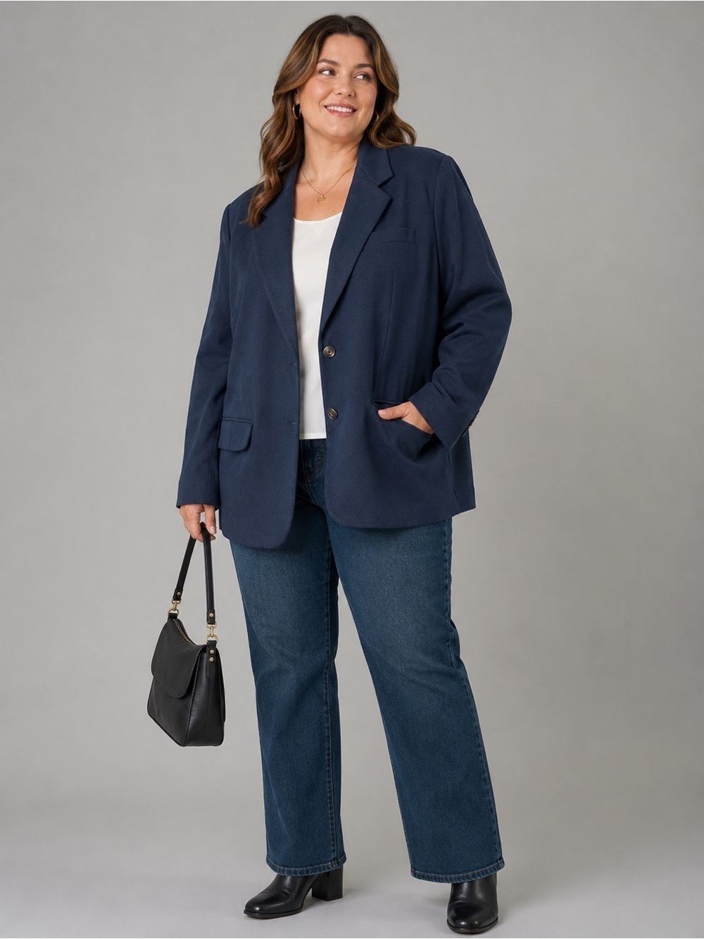 Eddie Bauer Women’s Tall Wool Blazer Coat XXG Navy 2-Button Classic Career